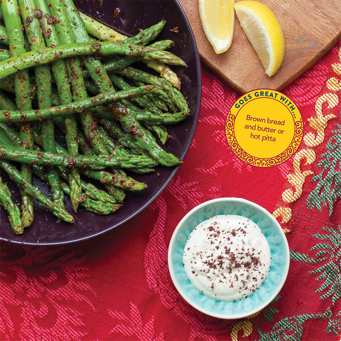 Asparagus with Lemon Tahini Sauce