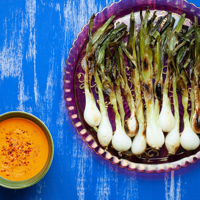 Roast Leeks with Romesco Sauce