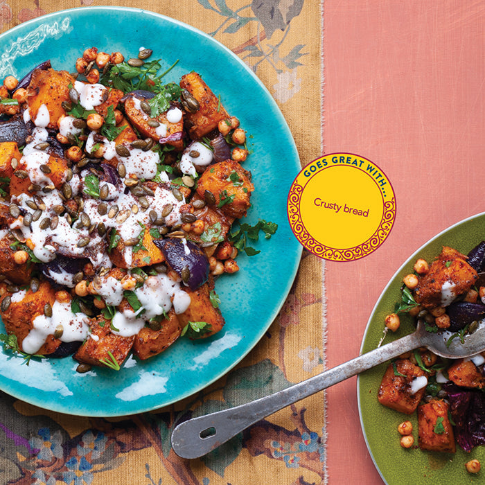 Roast Autumn Veg Salad with Garlic Yogurt