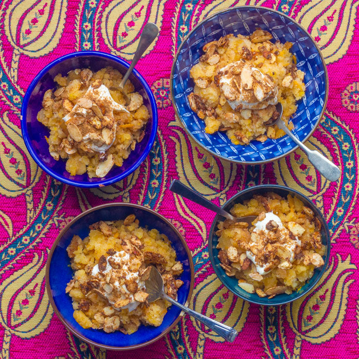 Orange Granita with Caramelised Almonds
