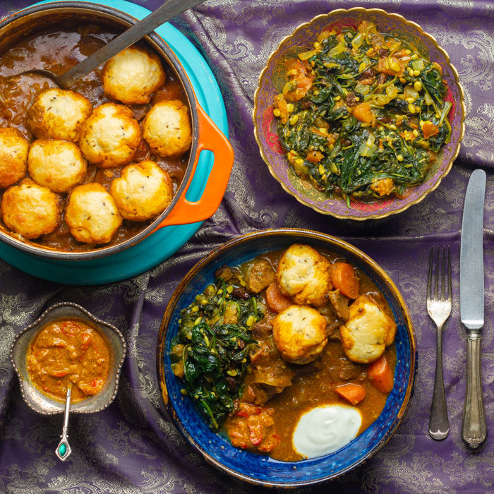 Winter Beef Stew with Naan Dumplings