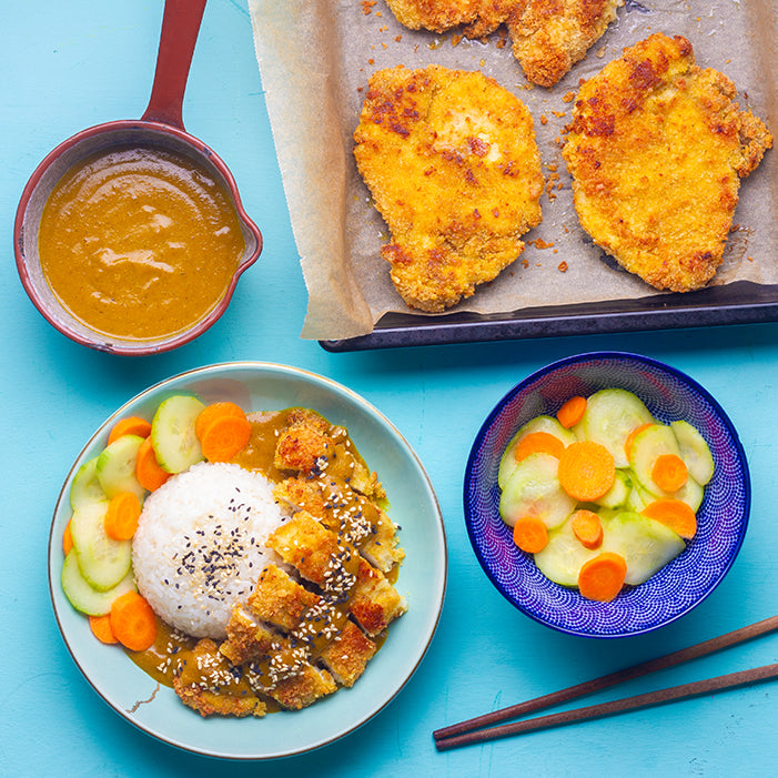 Japanese Katsu Curry with Pickles