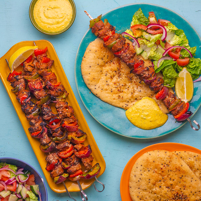 Shashlik Kebabs with Mango Raita