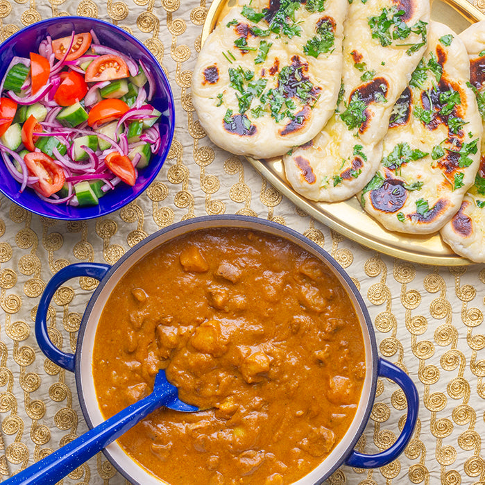 Railway Curry with Garlic Coriander Naans