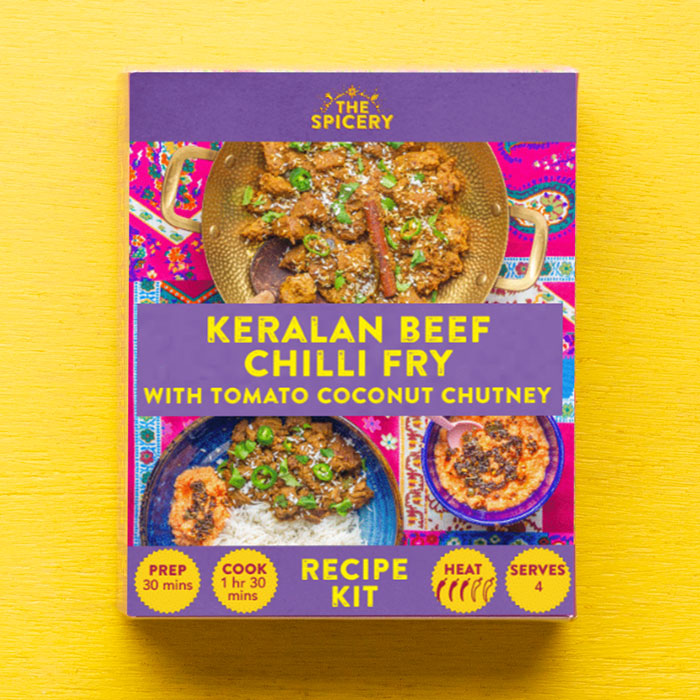 Keralan Beef Chilli Fry with Tomato Coconut Chutney