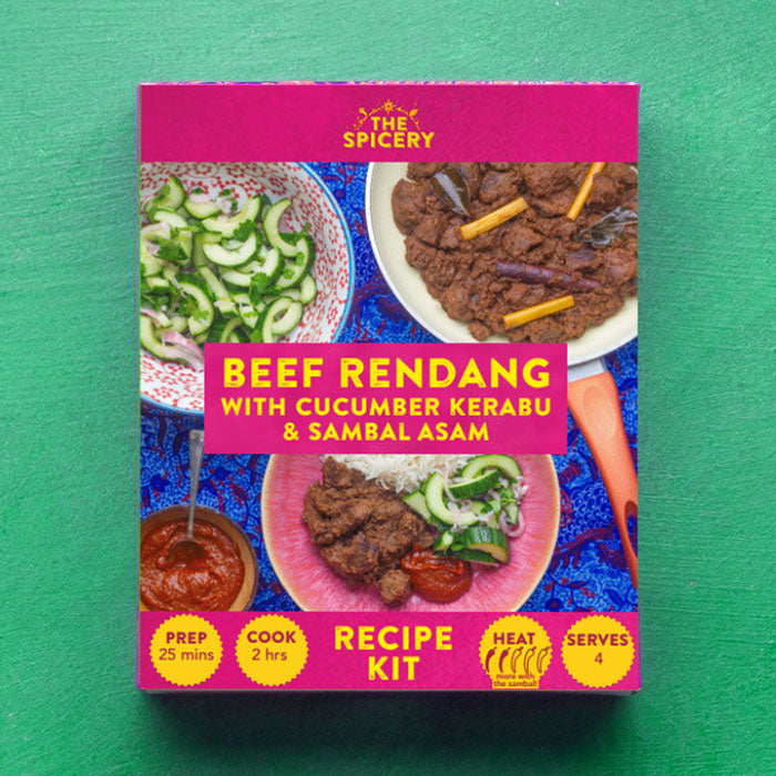 Beef Rendang with Cucumber Kerabu & Sambal Asam