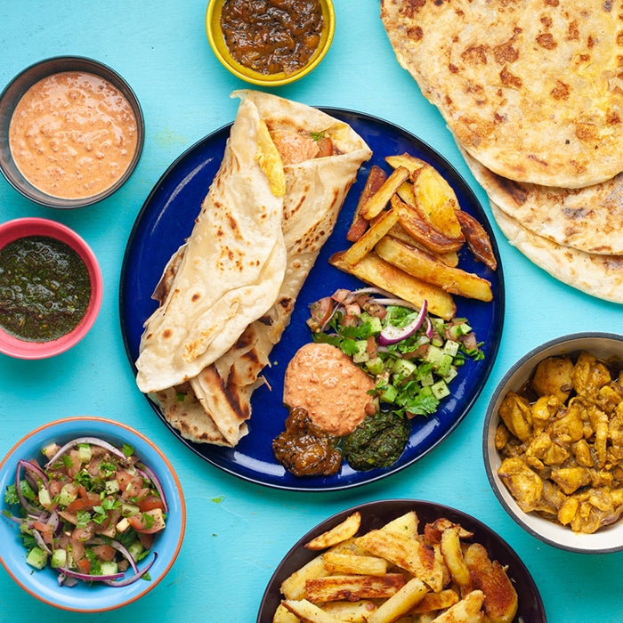 Indian Kathi Rolls with Garam Masala Chips ~ Mango Kulfi