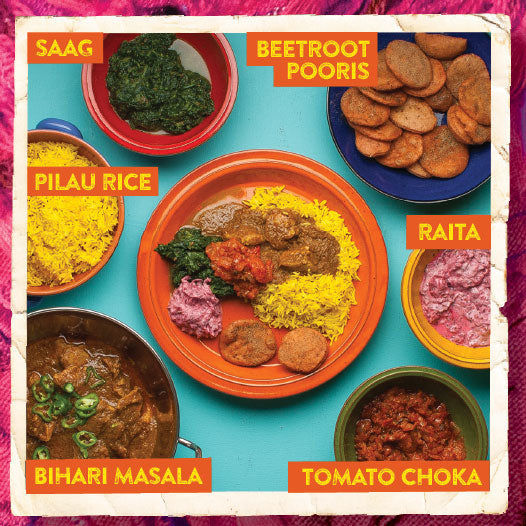 Bihari Masala with Beetroot Pooris