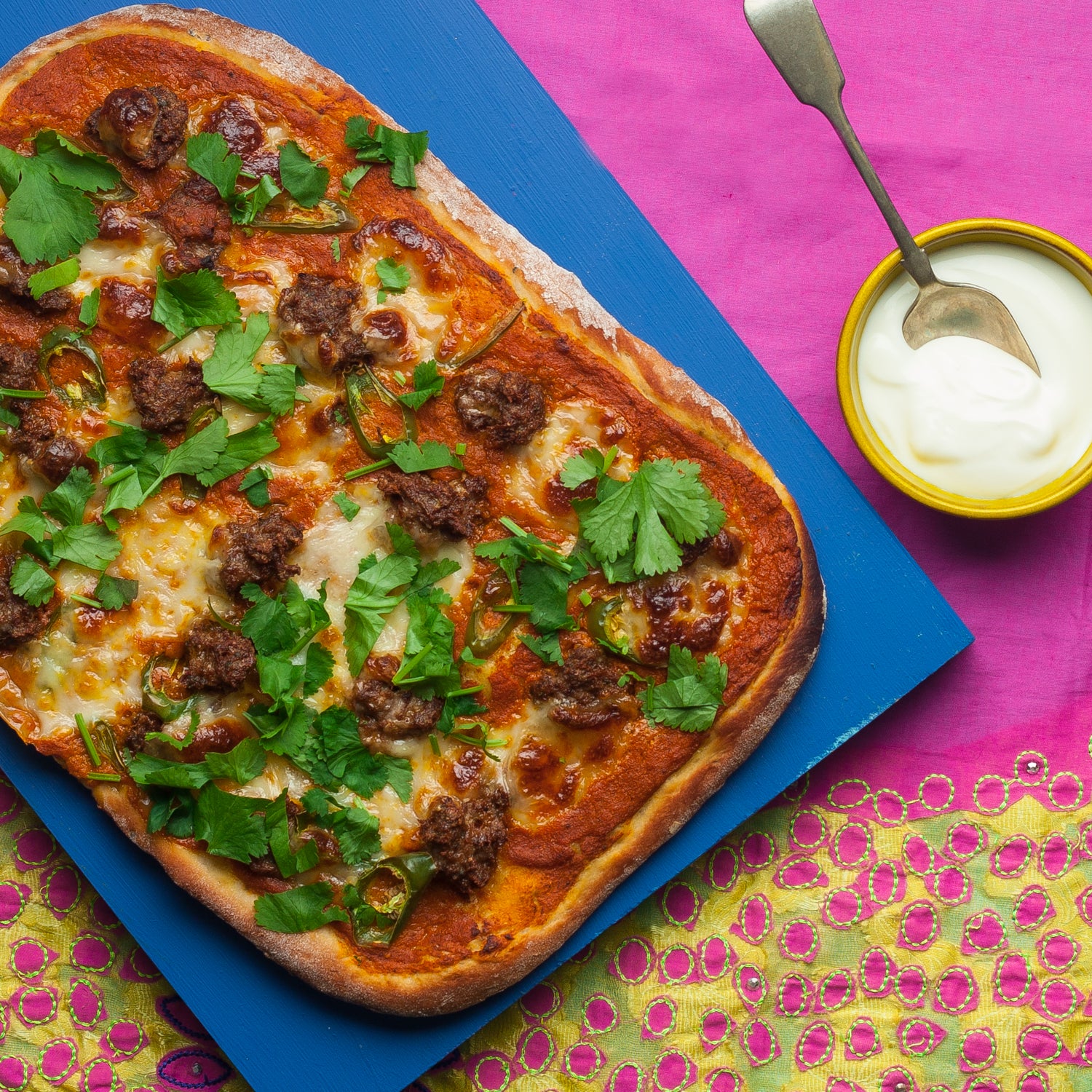Keema Naan Pizzas