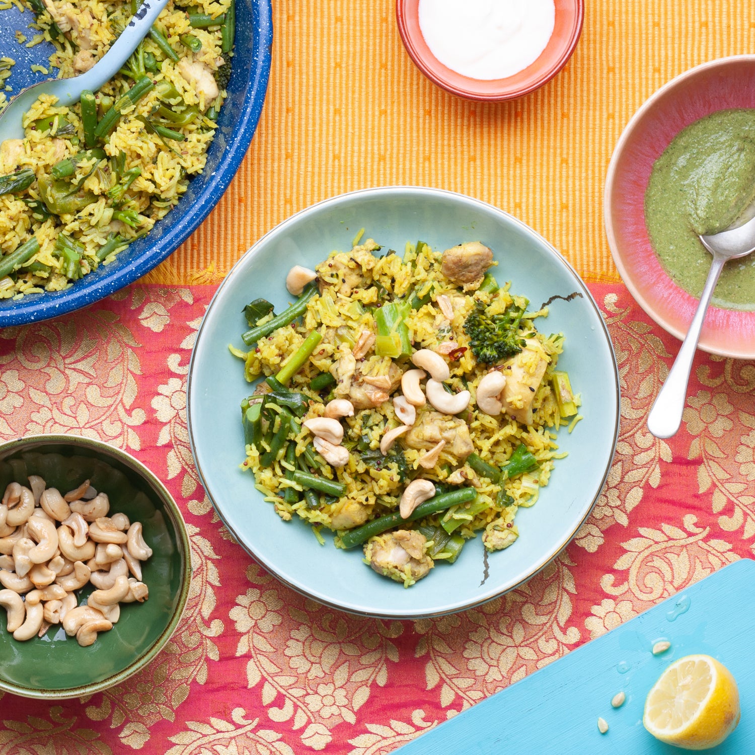 Spring Veg Pilau with Green Chutney