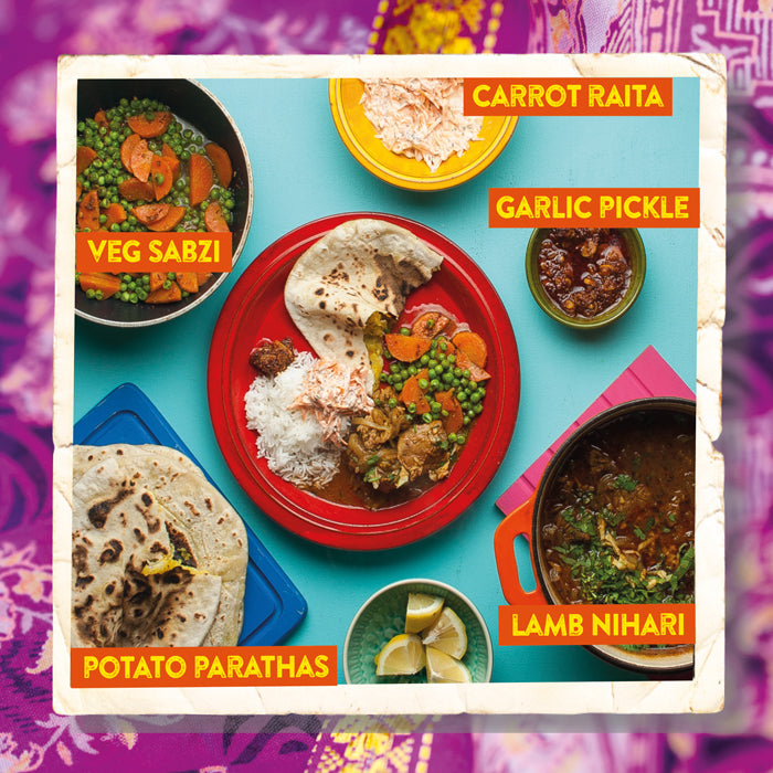Pakistani Nihari with Potato Parathas and Garlic Pickle