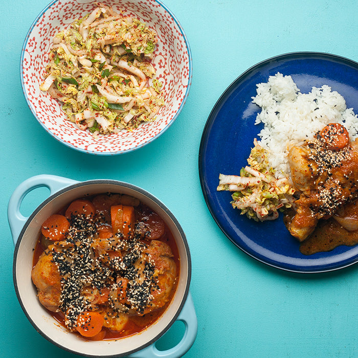 Buchimgae ~ Korean Stew with Kimchi Slaw