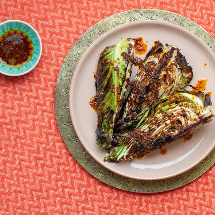 Grilled Cabbage with Garlic Biber Butter