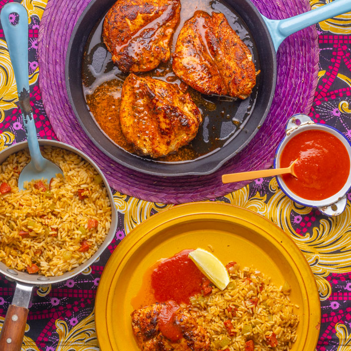 Cajun Blackened Chicken with Dirty Rice