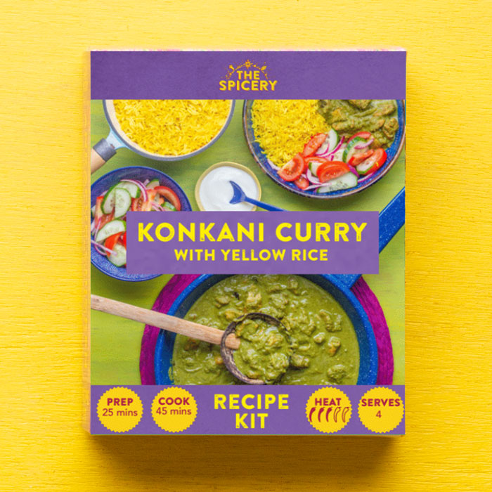 Konkani Green Curry with Yellow Rice