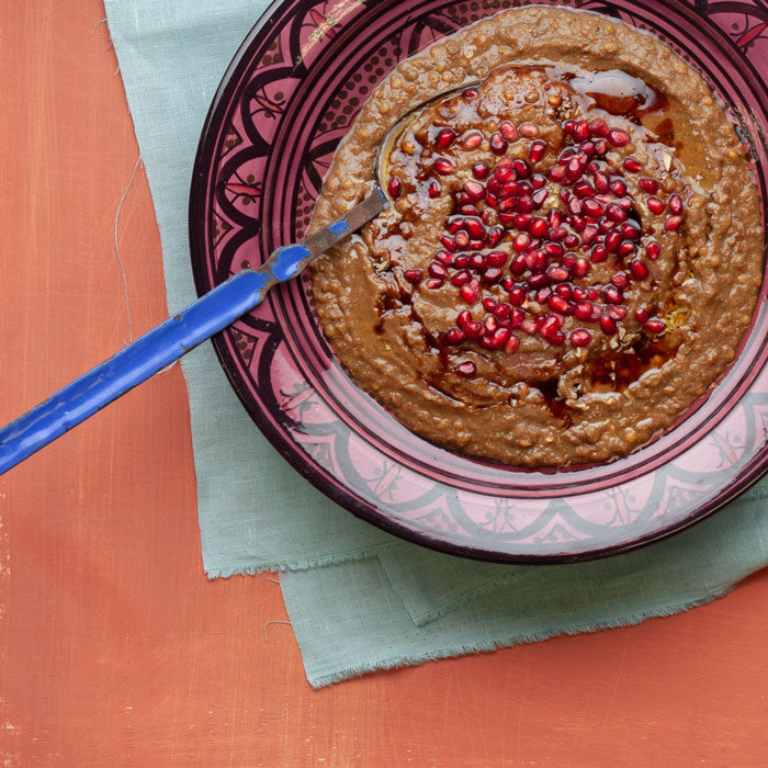 Lentils with Pomegranate & Aubergine