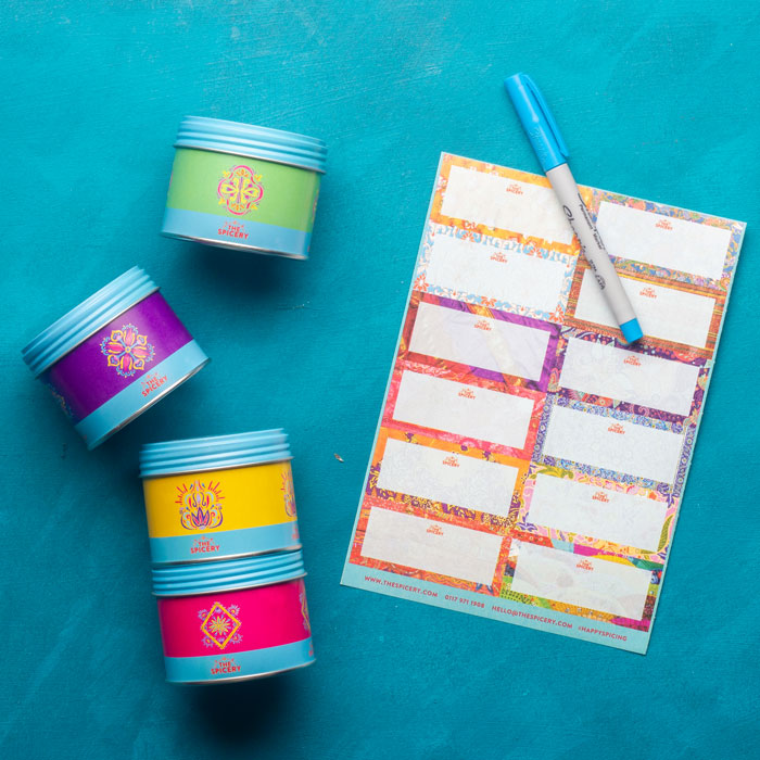 Stackable Spice Storage Tins (with Labels)