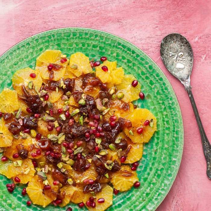 Oranges with Dates & Honey Syrup