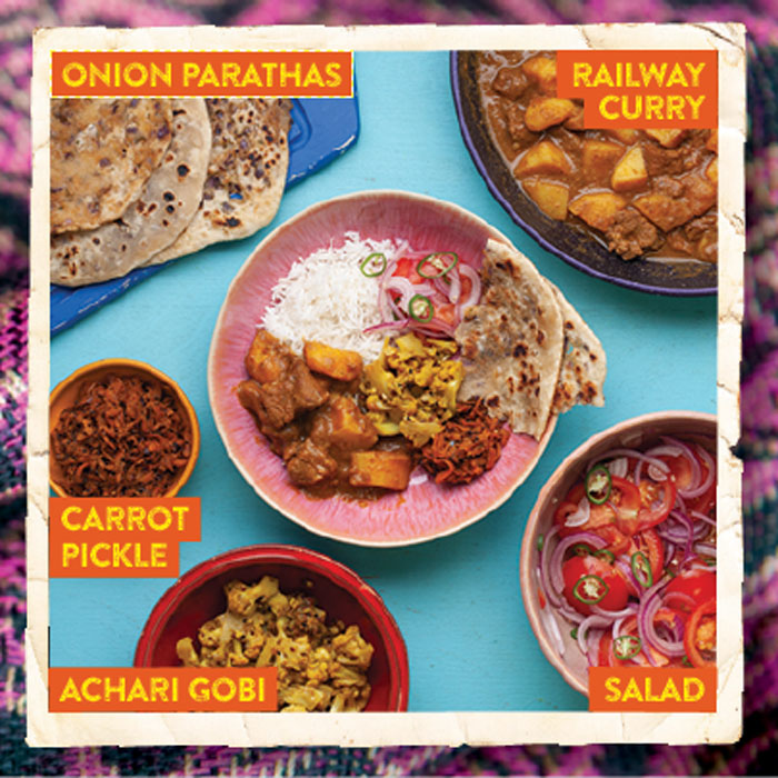 Railway Curry with Achari Gobi & Onion Parathas