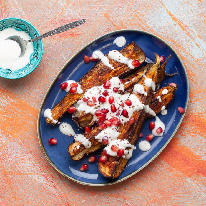 Roast Aubergine with Garlic Yogurt