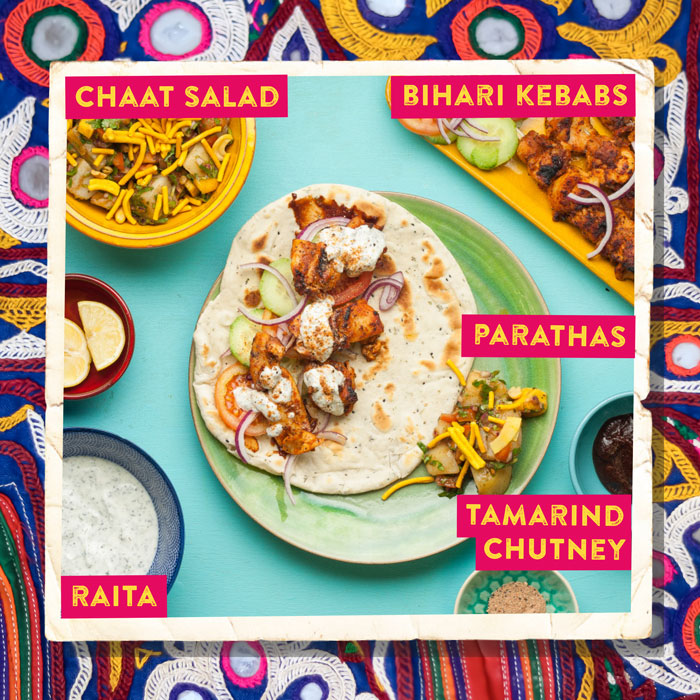 Bihari Kebabs with Parathas and Tamarind Chutney